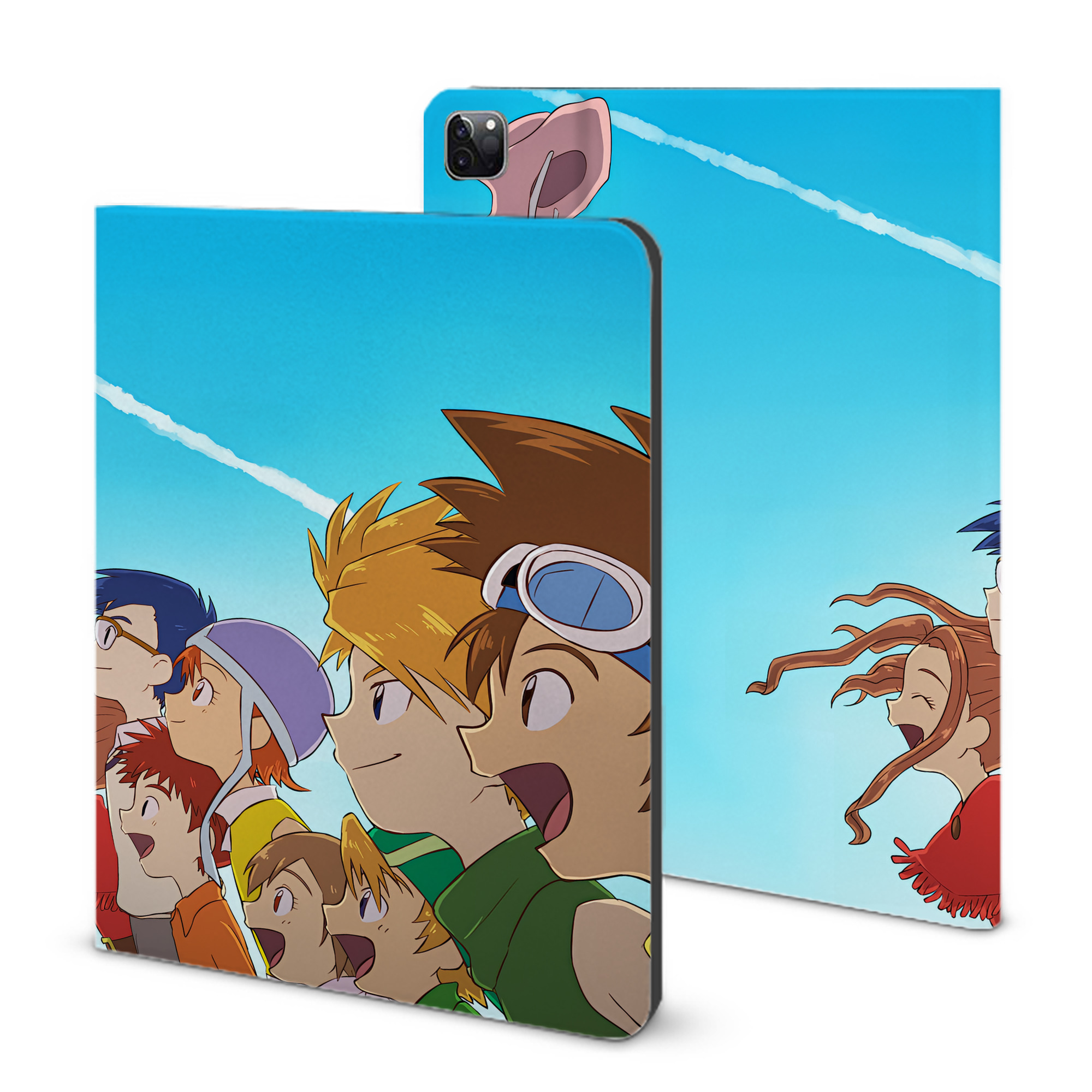 （画像用） Digimon デジタルモンスター/デジモン IPad ケース ブック型 PUレザー TPU 耐衝撃 軽量 薄型 ペン収納なし 全面保護 IPad 各モデル対応